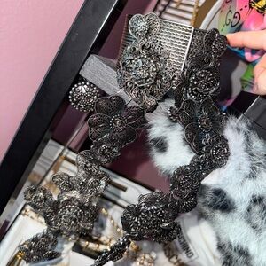 CHANEL Intricate Black Lace Necklace vintage antique choker